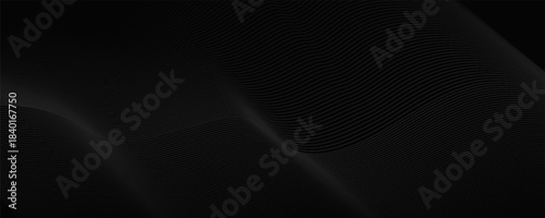 Black abstract background design. Modern wavy line pattern in monochrome colors. Premium stripe texture for banner, business backdrop. modern trendy design