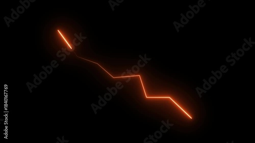 Arrow business graph icon animation. Neon glowing business growth chart animation.