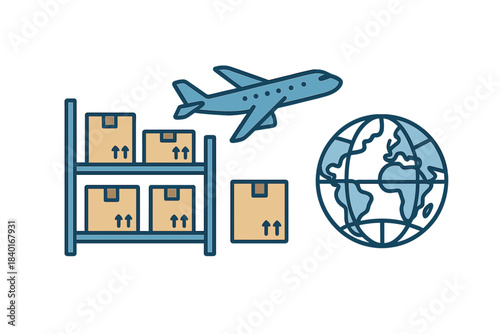 Global logistics and air cargo delivery concept with warehouse storage