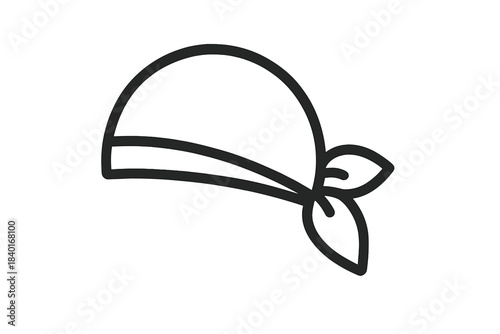 Minimalist black and white outline of a bandana or headscarf tied with a knot