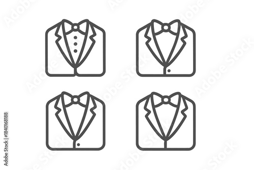 Elegant formal attire featuring suit jackets shirts and bow ties for events