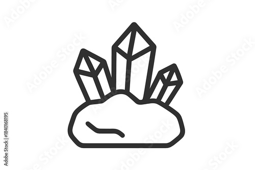 Detailed depiction of a cluster of natural quartz crystals growing from a rock base