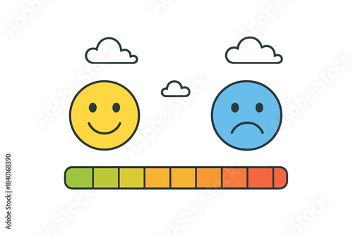 Feedback scale showing customer experience from excellent to poor using emoticons