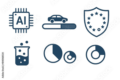Monochromatic icons for artificial intelligence, autonomous vehicles, and data analysis