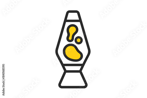 Nostalgic retro lava lamp icon showing yellow wax blobs floating inside a glass container