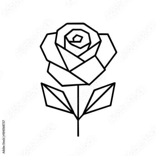 Minimalist Geometric Rose Line Illustration