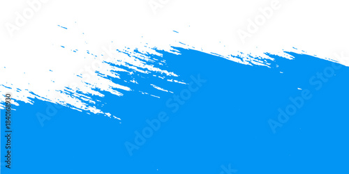 Abstract blue splash of cold, clear water with white bubbles and snowflakes on a clean background