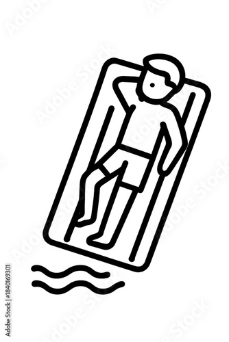 Person relaxing on an inflatable mattress floating in the water during summer vacation