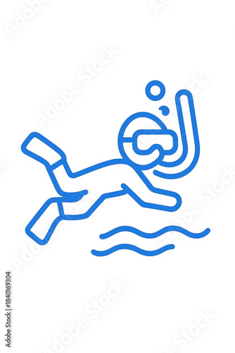 Person swimming and diving underwater equipped with snorkeling mask, snorkel, and fins