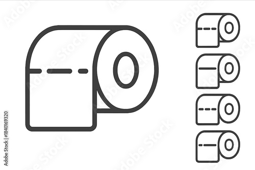 Simple outline drawing of toilet paper rolls for bathroom hygiene needs