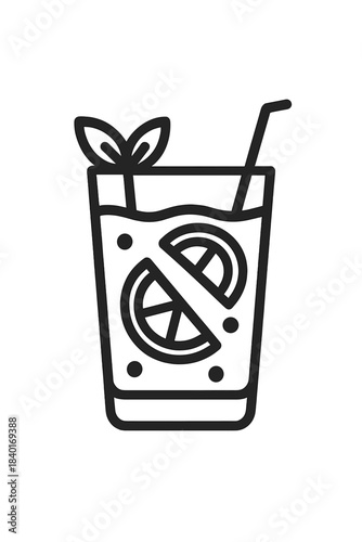 Refreshing summer cocktail drink in tall glass with citrus and mint garnish