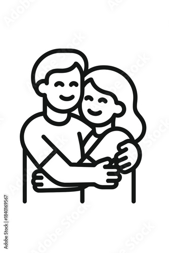 Happy couple embracing affectionately symbolizing love and romance