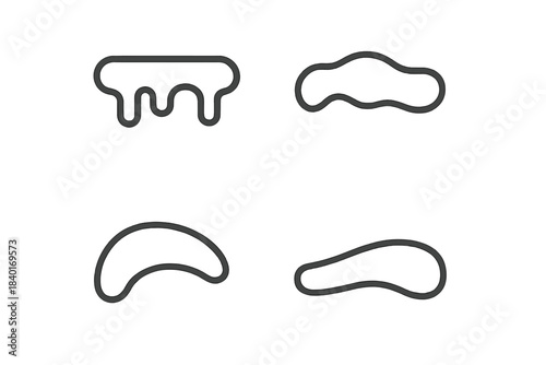 Collection of abstract liquid drip shapes and organic blobs in minimal outline style