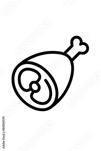 Large cut of meat on the bone, like a ham or poultry leg, used for cooking and butchery