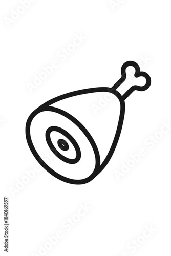 Simple outline graphic of a large raw meat cut on the bone ready for cooking or serving