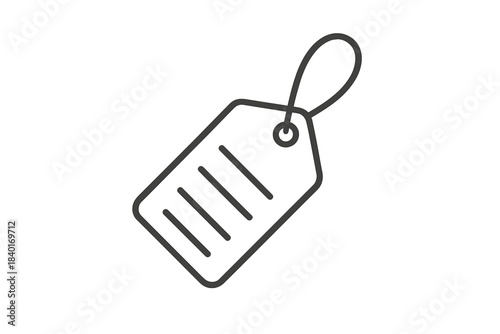 Simple price tag or product label with a string loop attached symbolizing retail sales and shopping