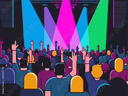 Concert Audience Stage Lights Illustration