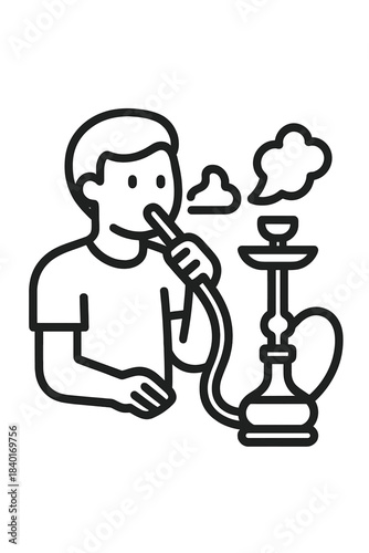 Person enjoying relaxing moment smoking traditional hookah water pipe