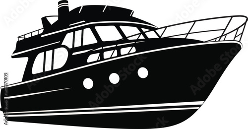 Luxury yacht boat silhouette vector illustration