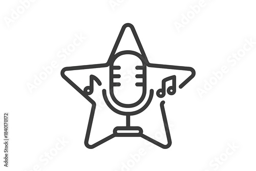 Microphone and musical notes inside a star shape for talent show competition