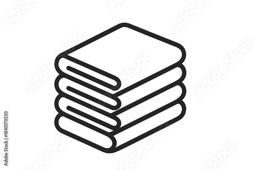 Stack of neatly folded towels or laundry items in isometric line art