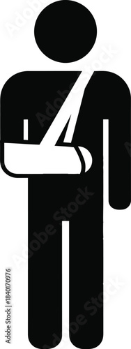Injured person icon with arm sling silhouette