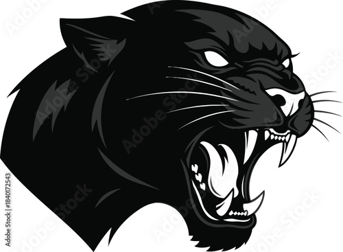 Roaring panther head vector illustration with fierce expression