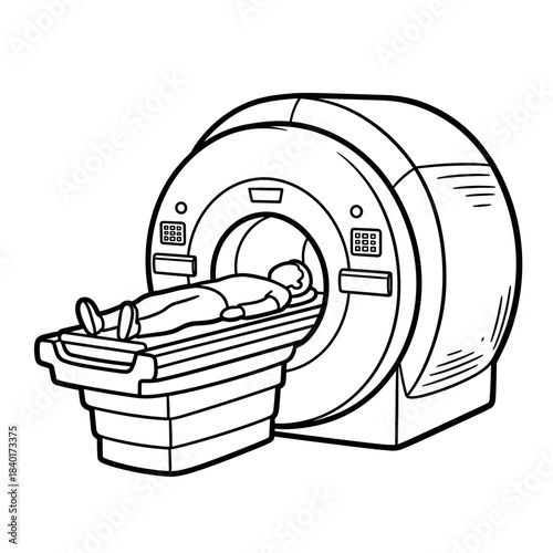Medical professional operating MRI machine with patient lying down  