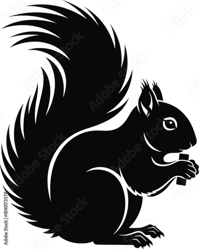 Silhouette squirrel eating nut illustration