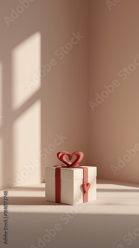Stylish gift box with a heart-shaped decoration for Valentine's Day. Perfect for expressing love and affection.