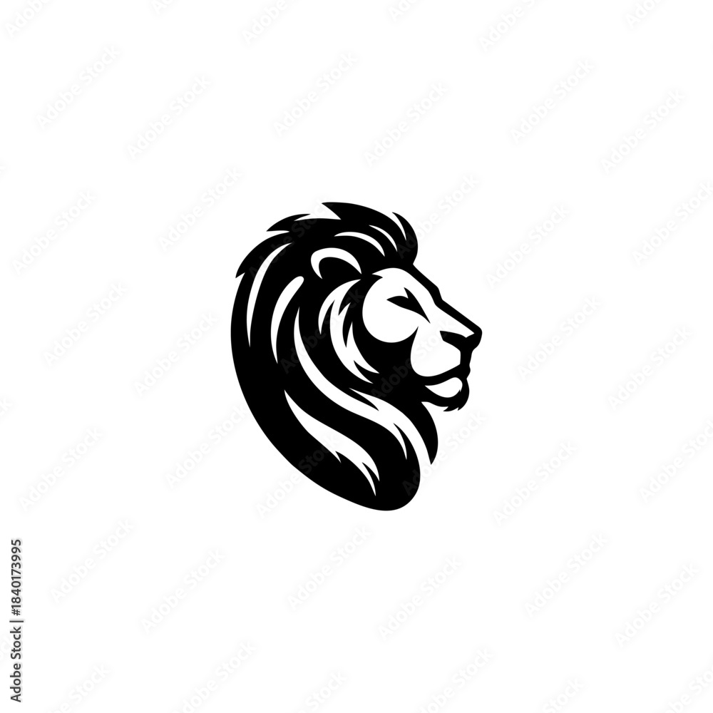 Fototapeta premium Simple Lion Head Silhouette Vector logo design. The Lion's Head Turns to the Side.