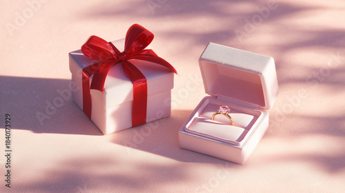 Valentine's gift featuring a beautiful ring in an elegant box, perfect for expressing love and commitment on this romantic occasion.