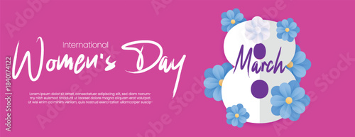 Elegant floral Women’s Day 8 March celebration social media cover banner vector illustration background with editable modern horizontal website banner, header and cover template design for marketing