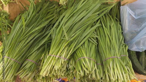 Fresh Garlic Chives Bundles at Market
