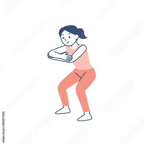 スクワットをする若い女性