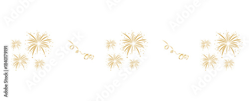 Premium Gold Sparkle Fireworks on Transparent Background Border Vector. Minimalist gold sparkle fireworks border, ideal for celebration designs, invitations, New Year graphics and festive compositions