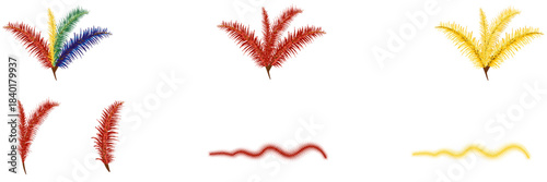 Branch Christmas Tree realistic colors pine-tree branches with glowing sparkling Christmas lights decoration. Vector border for holiday banners, party posters, cards, headers.