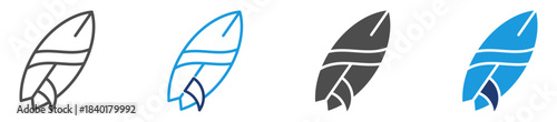 surfing board icon set with multiple style