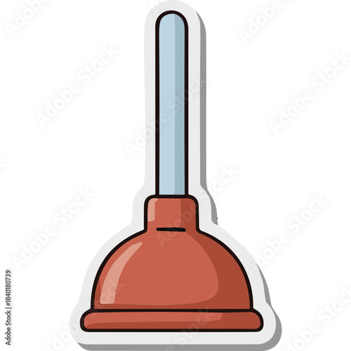 Red Rubber Plunger With Light Blue Handle Isolated On White Background Cleaning Tool For Pipes And Drains