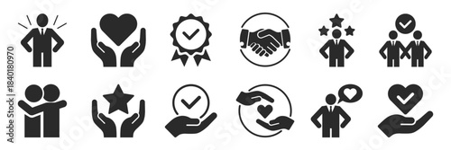 Trust flat vector icon set