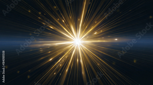 Celestial Burst: A dazzling display of golden light emanating from a central point, illuminating the darkness