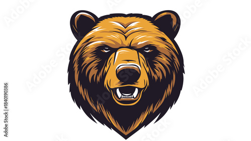 Detailed illustration of a fierce bear's head
