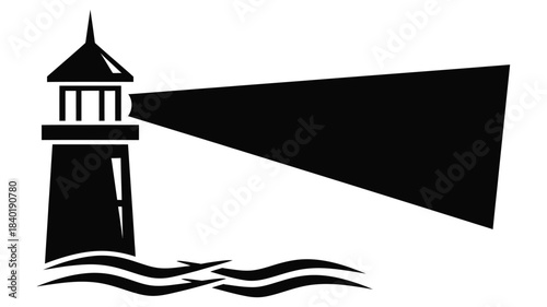 A striking black lighthouse with a beam of light a beautiful silhouette