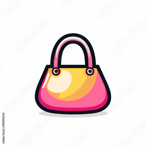 Colorful handbag illustration with glossy finish