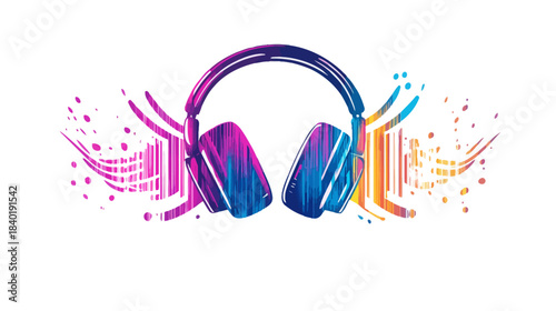 Colorful Headphones with Sound Waves Design