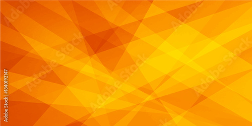 An abstract geometric triangle background features a colorful mosaic pattern with bright orange and yellow vector shapes, creating a stylish diamond texture design for a modern art wallpaper backdrop