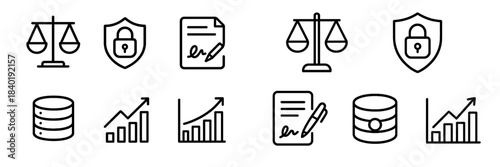 Business finance legal justice data storage security protection growth charts