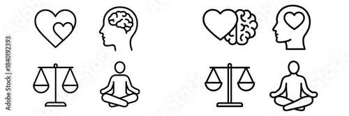 Emotional intelligence, mental health, balance, mindfulness, and logic concepts