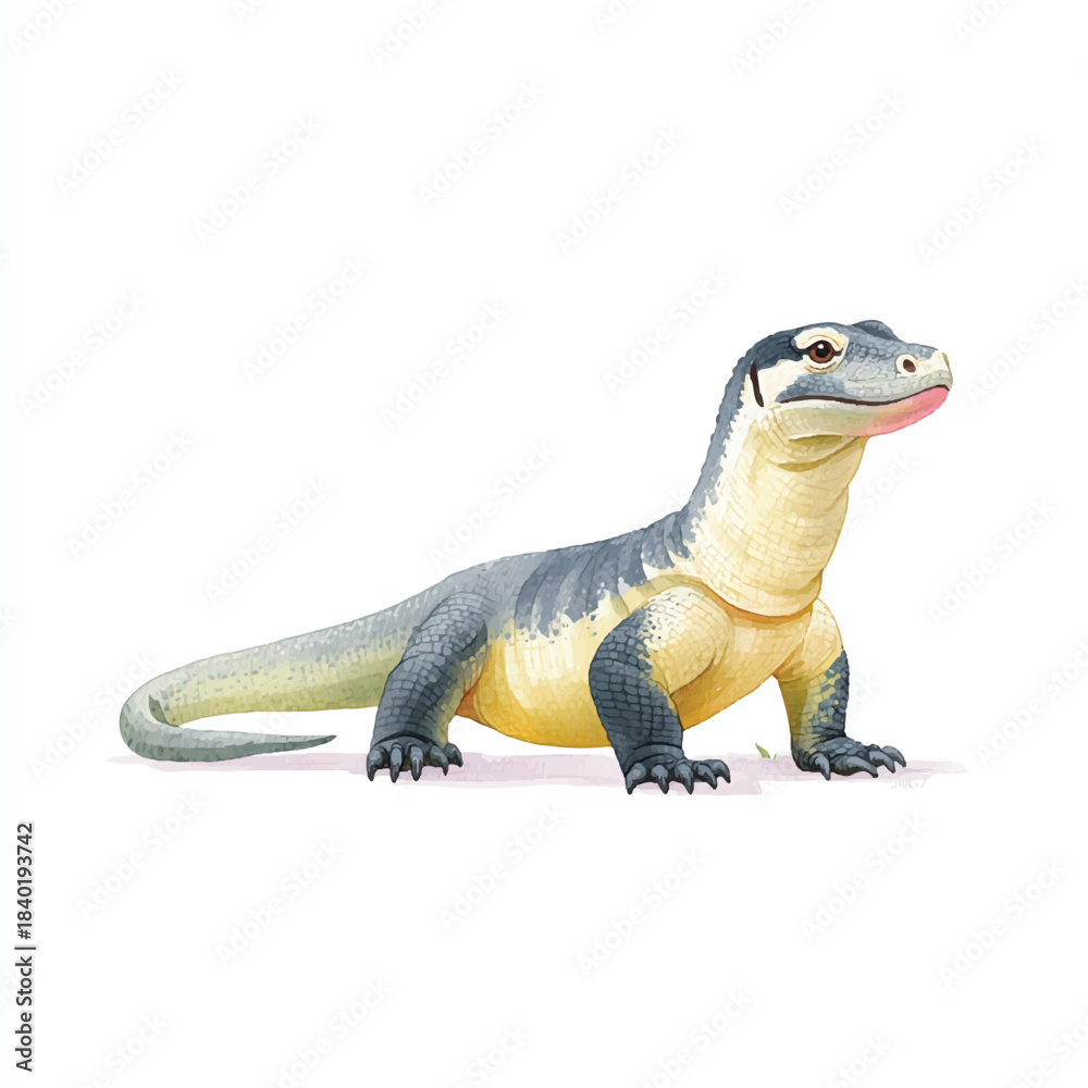 Obraz premium Vibrant Cartoon Monitor Lizard Illustration