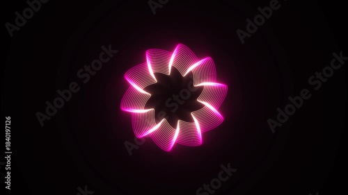 Abstract Neon Pink Flower Mandala Animation